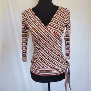 XS Wet Seal Faux Wrap V-Neck Shirt